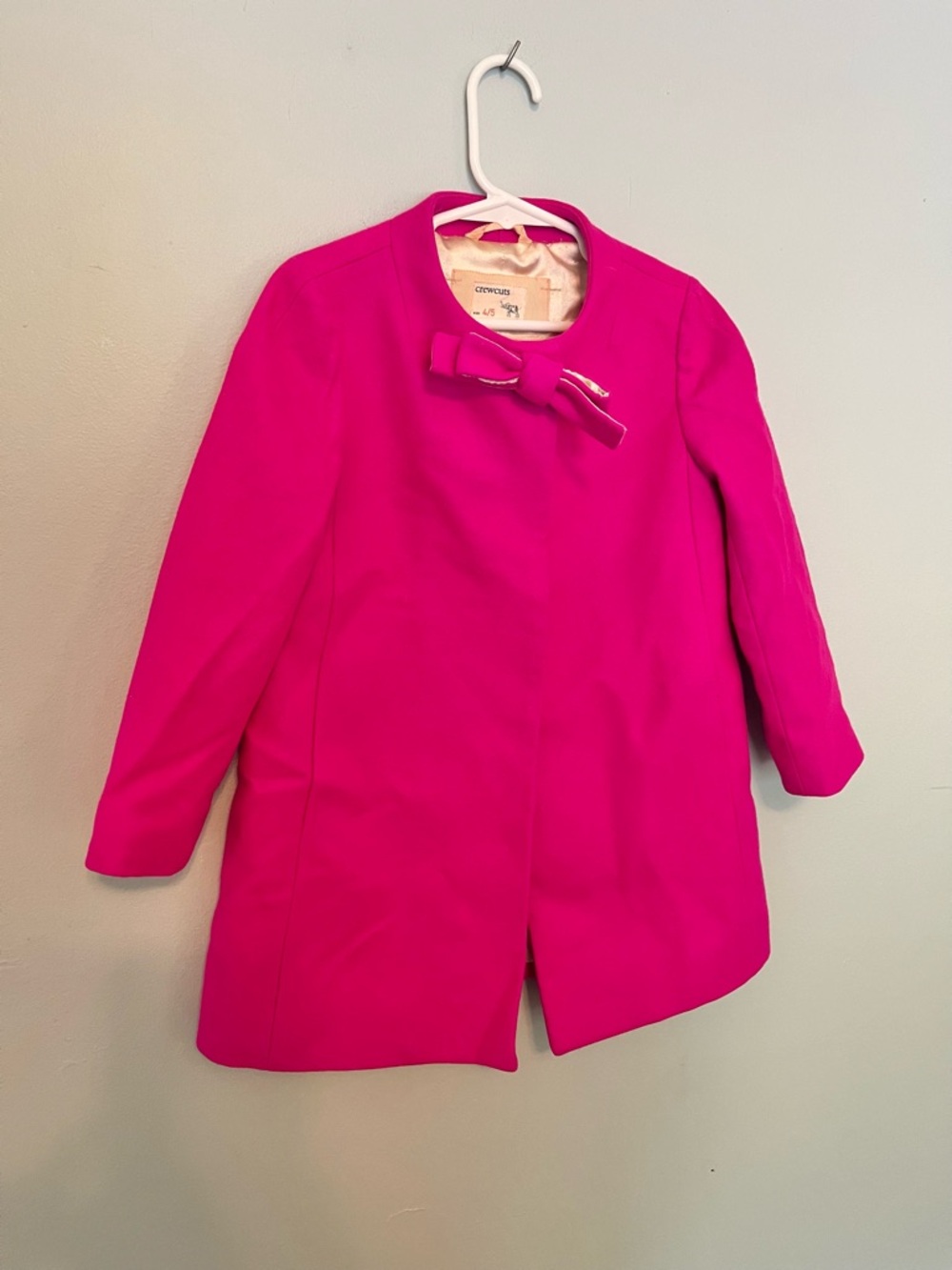 J. Crew Crewcuts bow hot pink coat girls 4 5